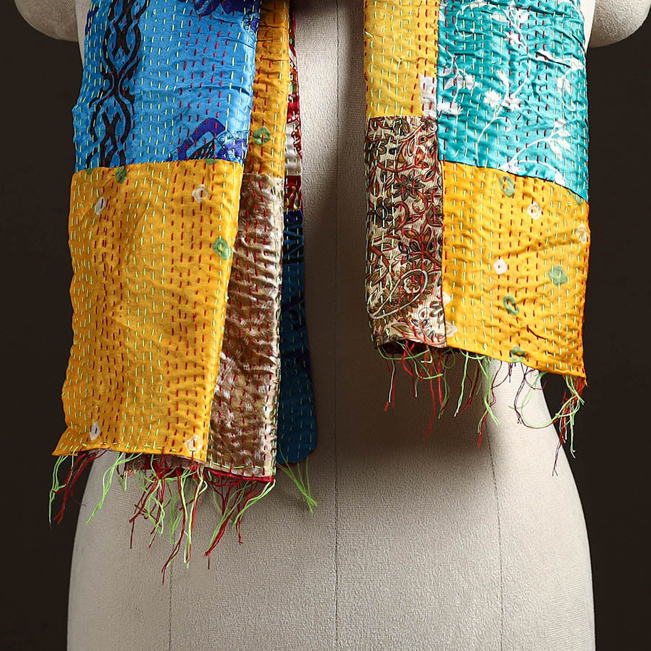 Multicolor - patchwork reversible silk bengal hand kantha