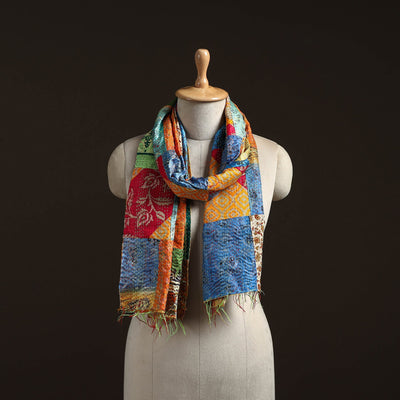 Multicolor - patchwork reversible silk bengal hand kantha