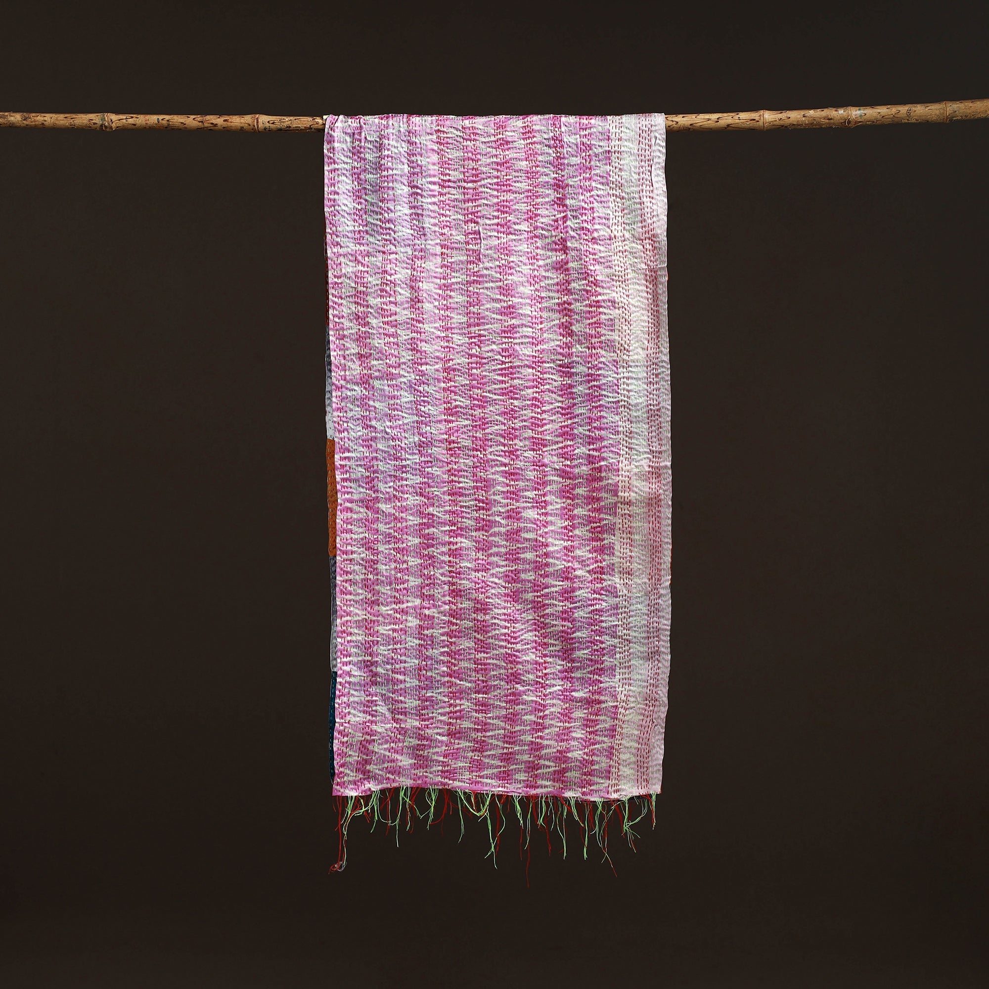 Multicolor - patchwork reversible silk bengal hand kantha