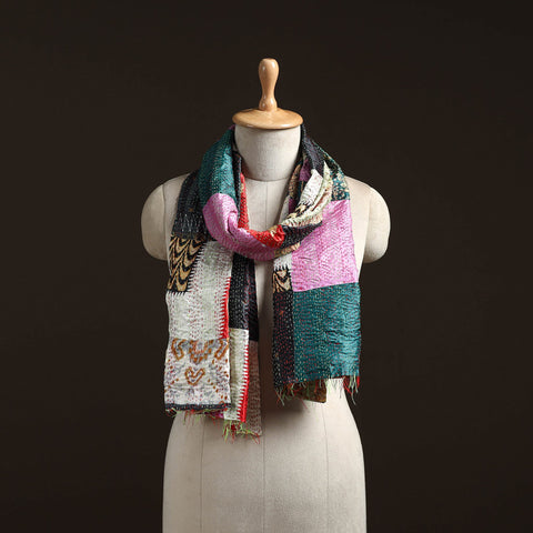 Multicolor - patchwork reversible silk bengal hand kantha