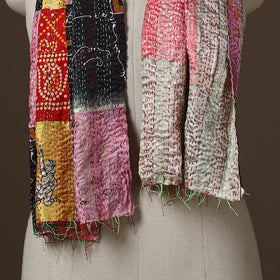 Patchwork reversible silk bengal hand kantha stitch stole