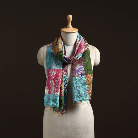 Multicolor - patchwork reversible silk bengal hand kantha