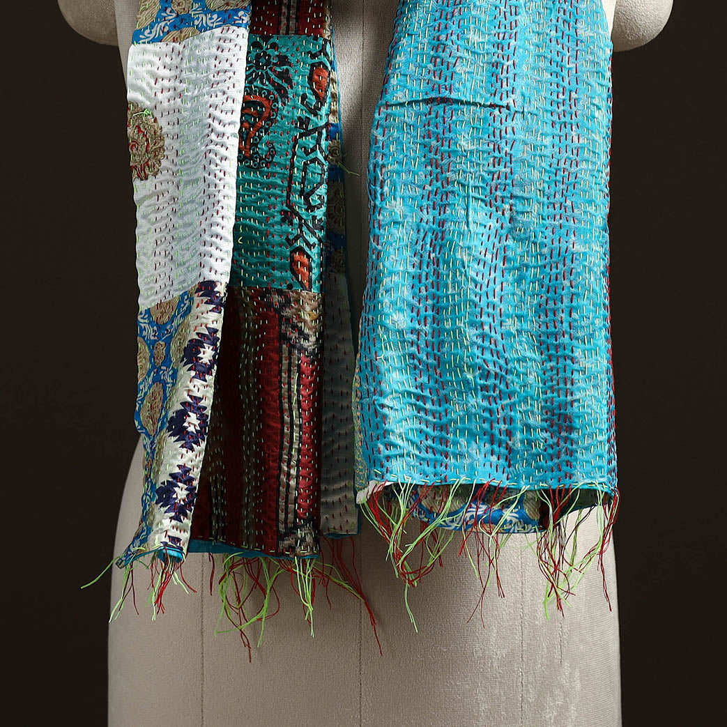 Multicolor - patchwork reversible silk bengal hand kantha