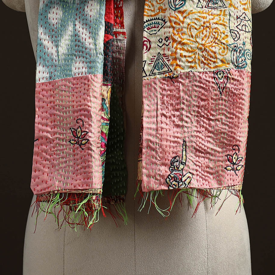 Multicolor - patchwork reversible silk bengal hand kantha