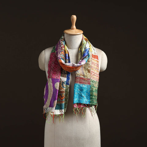 Multicolor - patchwork reversible silk bengal hand kantha
