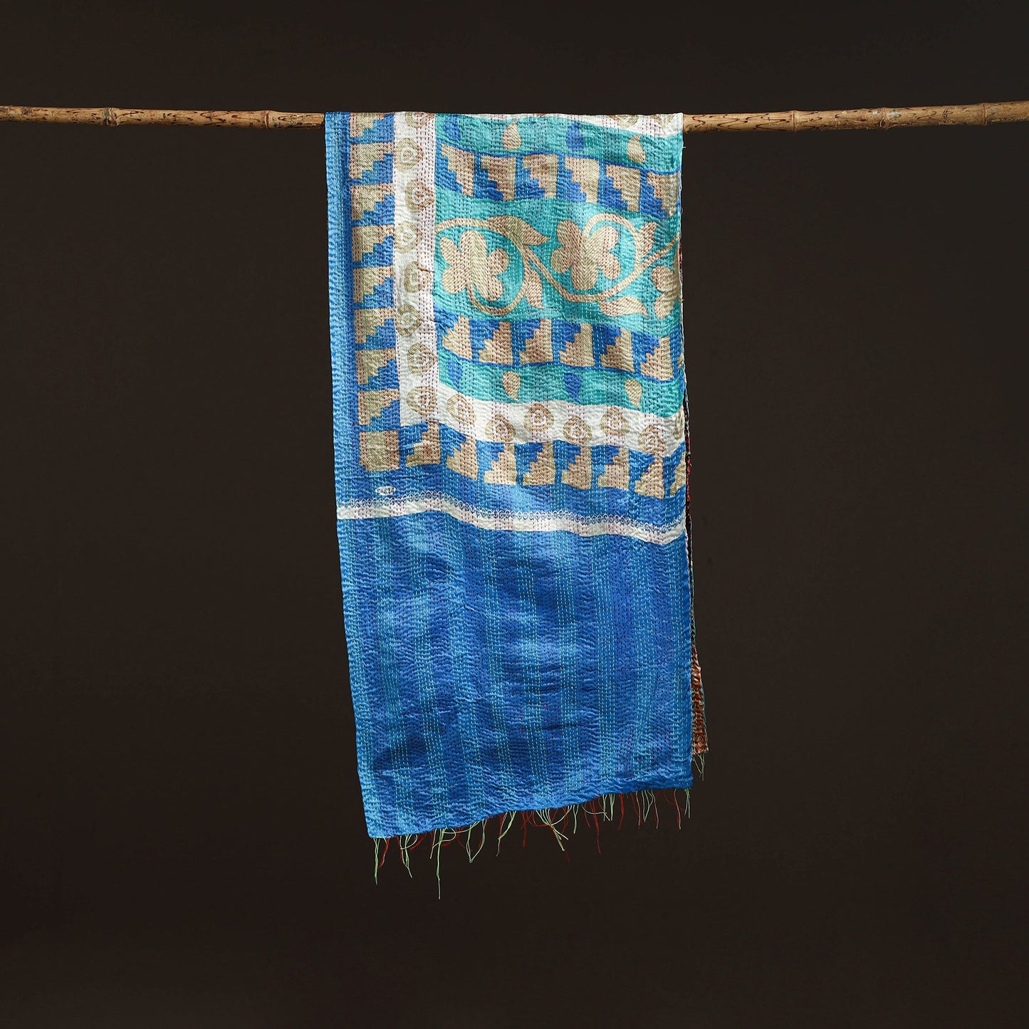 Multicolor - patchwork reversible silk bengal hand kantha