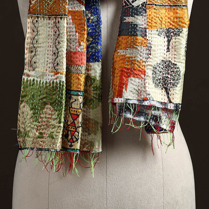 Multicolor - patchwork reversible silk bengal hand kantha