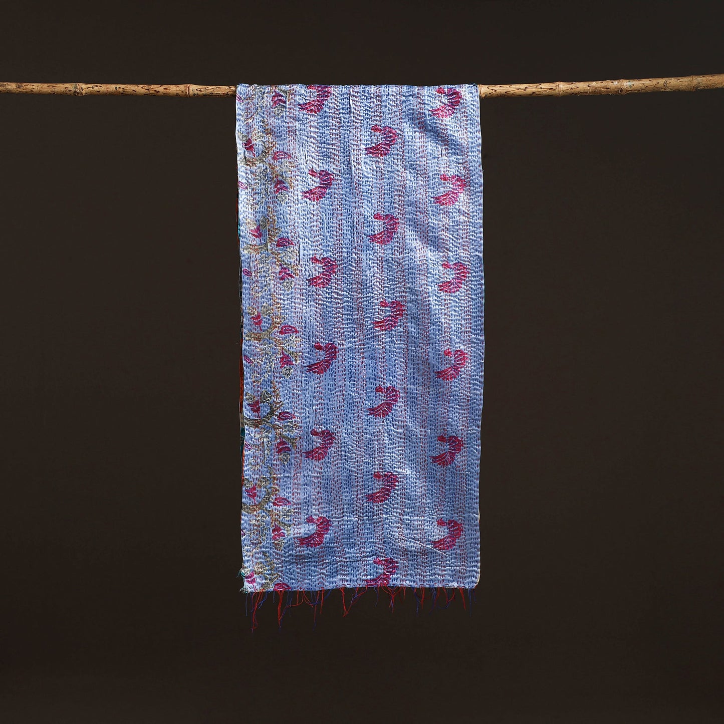 Multicolor - patchwork reversible silk bengal hand kantha