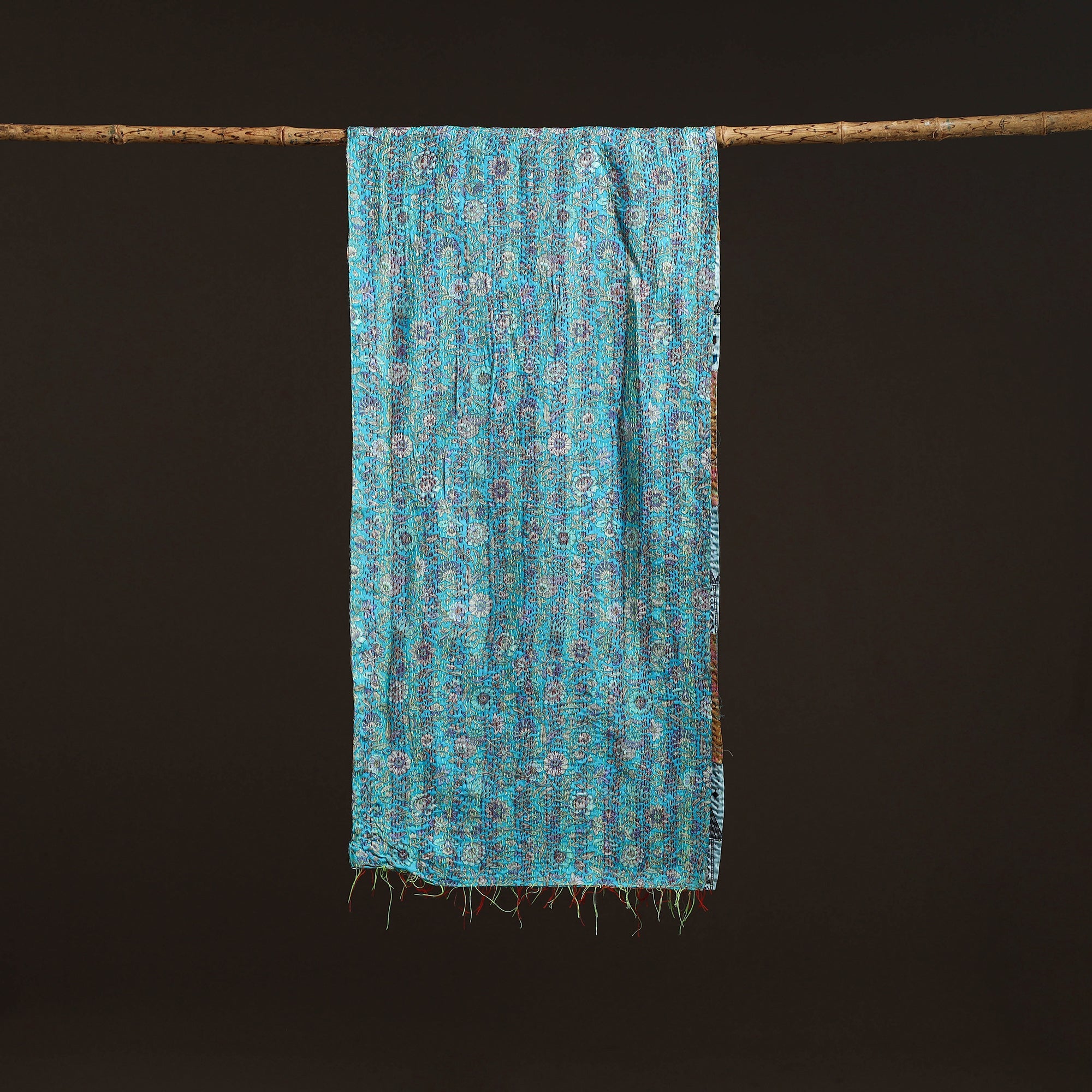 Multicolor - patchwork reversible silk bengal hand kantha