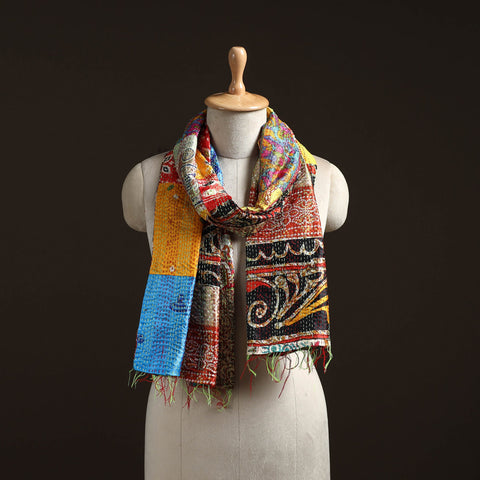 Multicolor - patchwork reversible silk bengal hand kantha