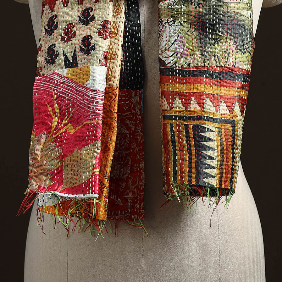 Multicolor - patchwork reversible silk bengal hand kantha