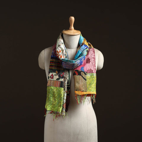 Multicolor - patchwork reversible silk bengal hand kantha