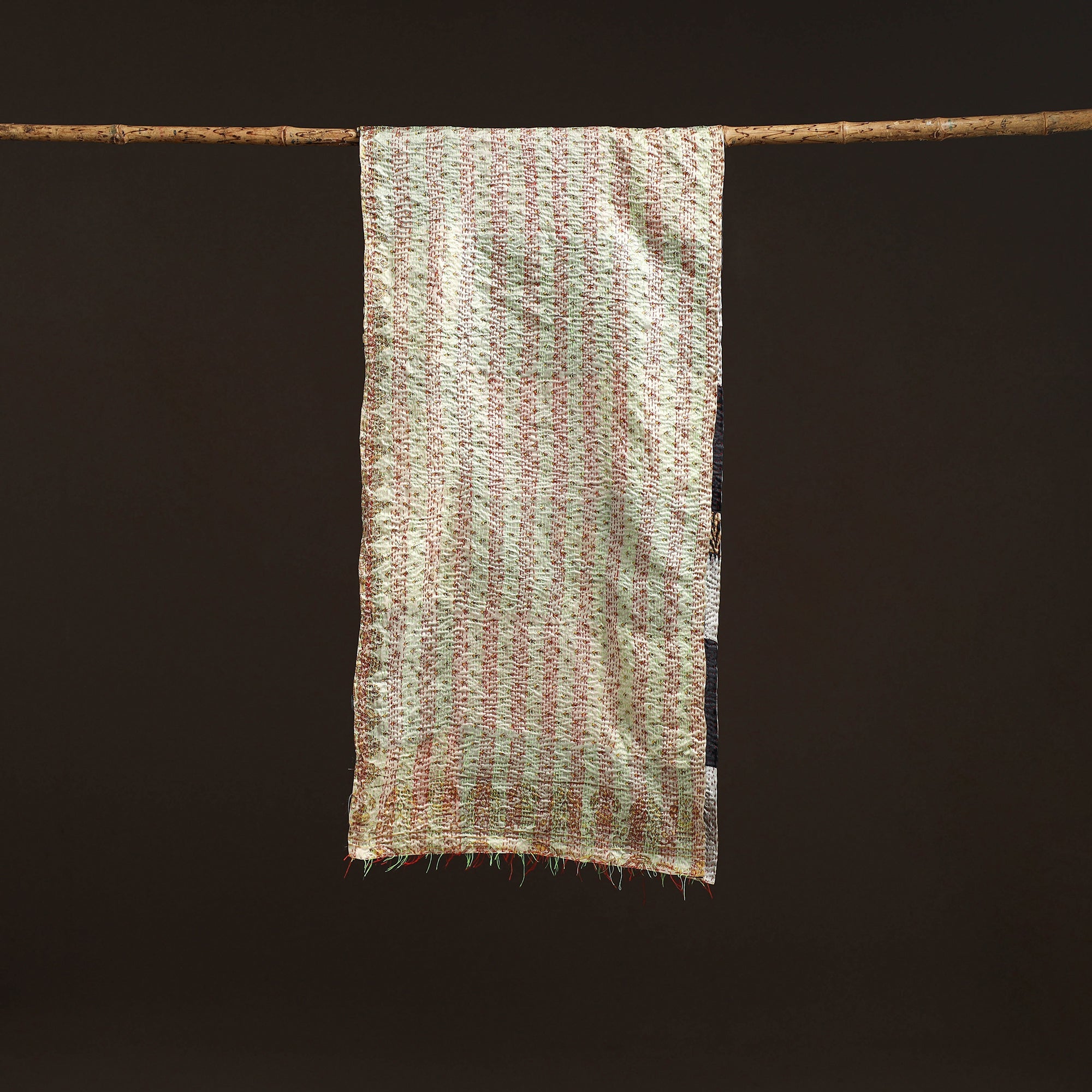 Multicolor - patchwork reversible silk bengal hand kantha