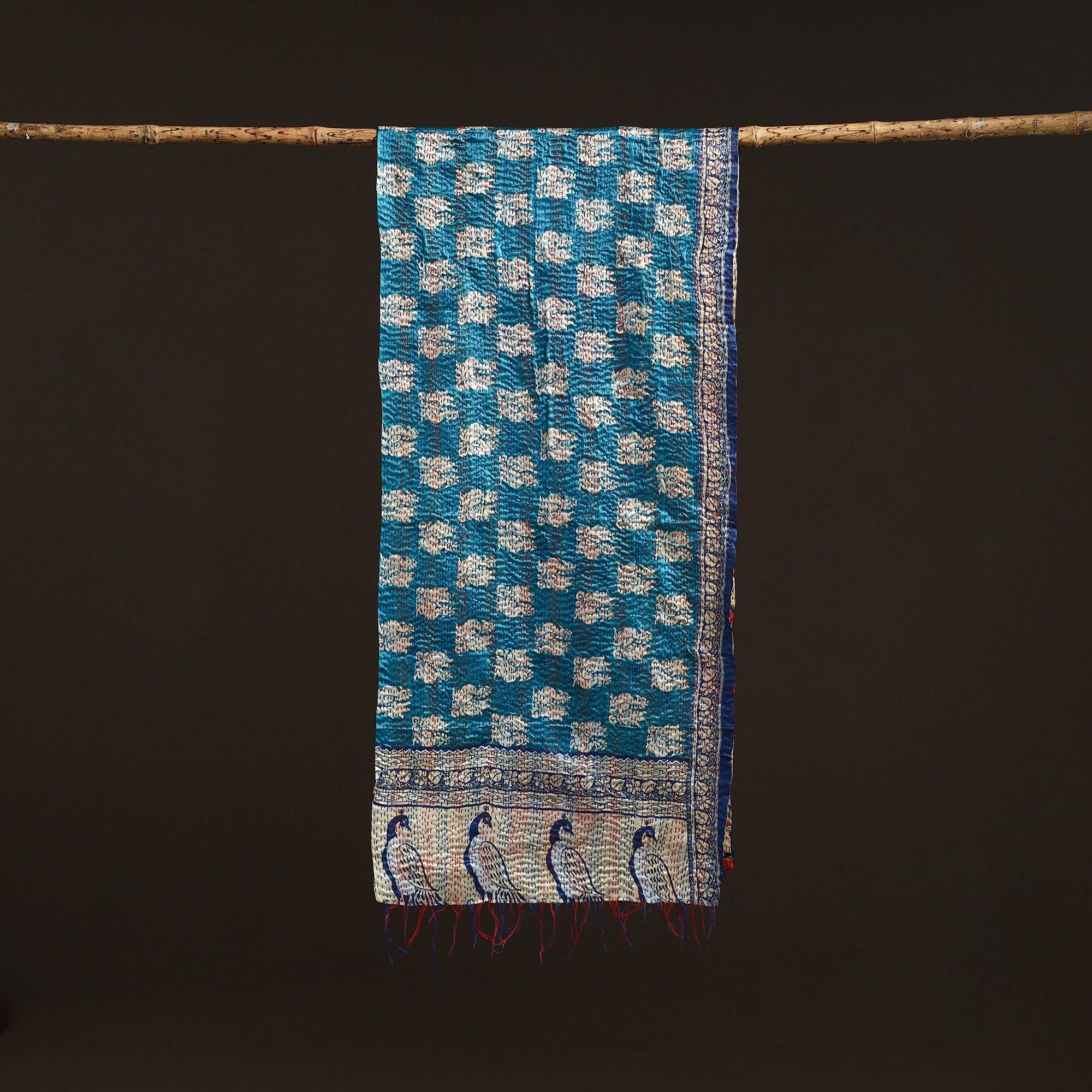 Multicolor - patchwork reversible silk bengal hand kantha