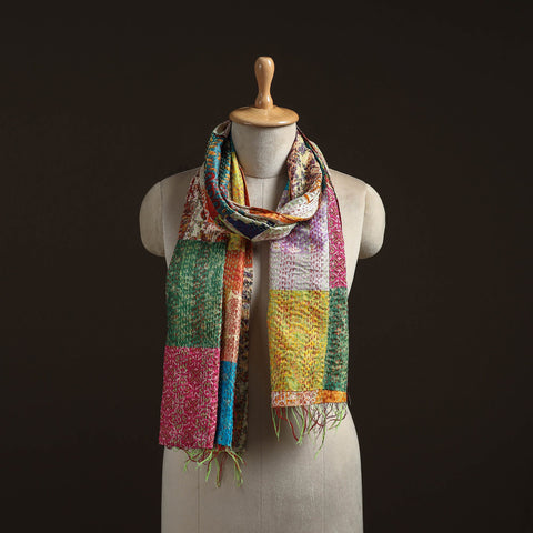 Multicolor - patchwork reversible silk bengal hand kantha