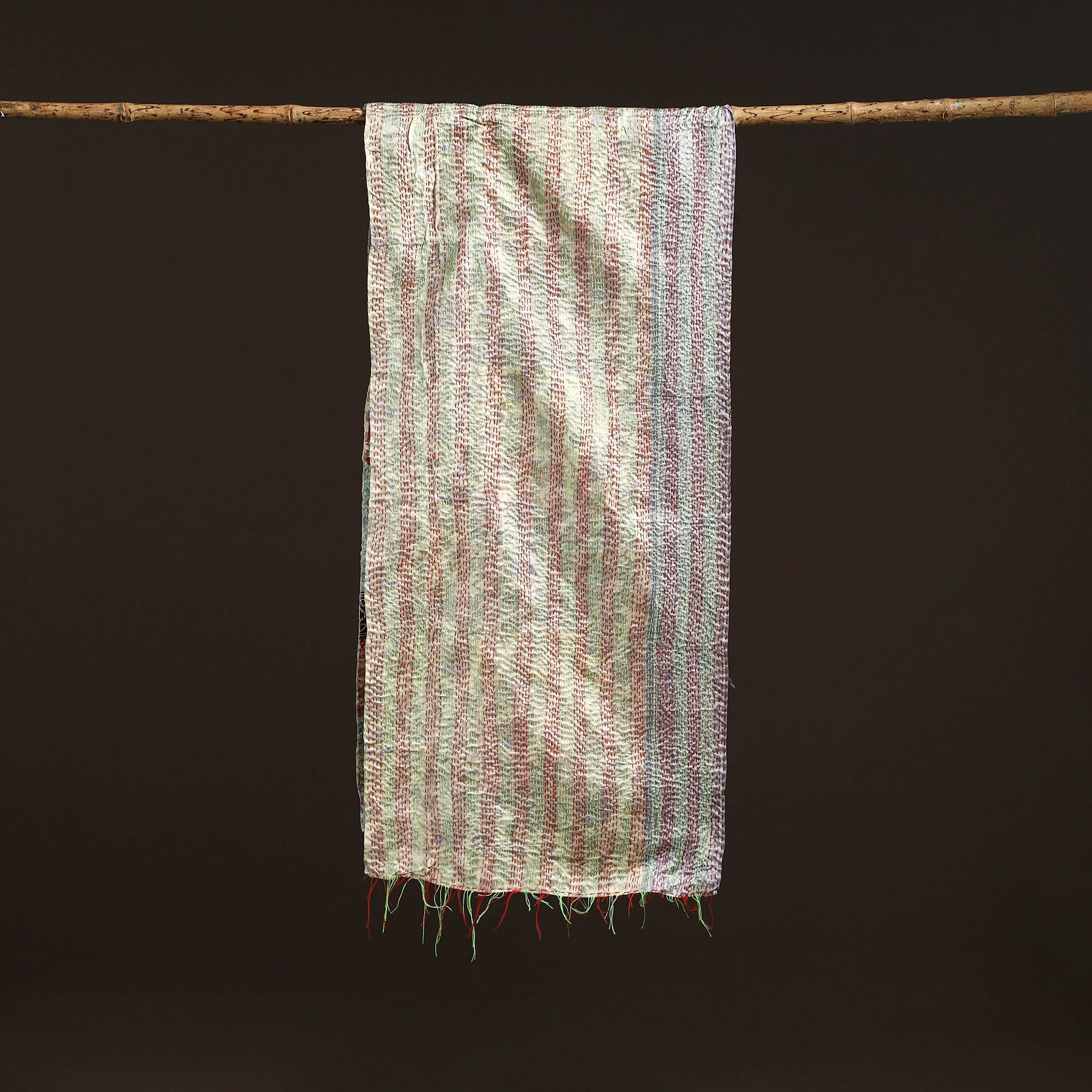 Multicolor - patchwork reversible silk bengal hand kantha