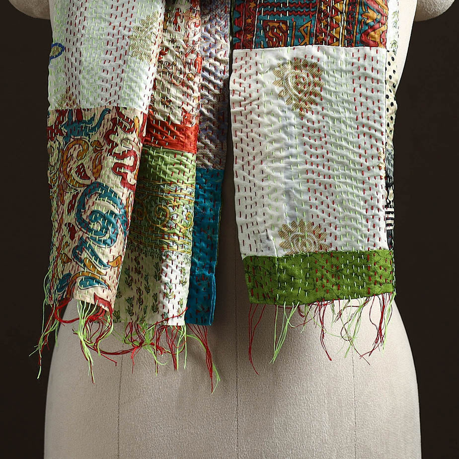 Multicolor - patchwork reversible silk bengal hand kantha