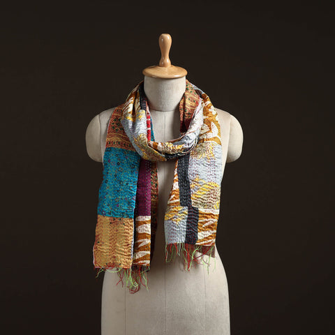 Multicolor - patchwork reversible silk bengal hand kantha