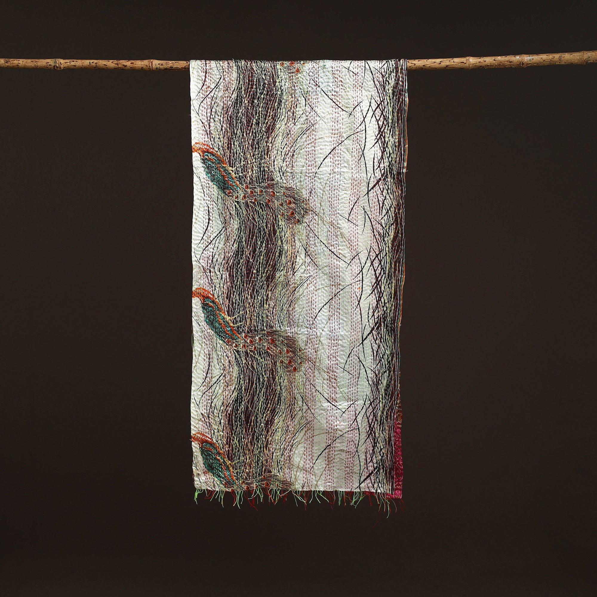 Multicolor - patchwork reversible silk bengal hand kantha