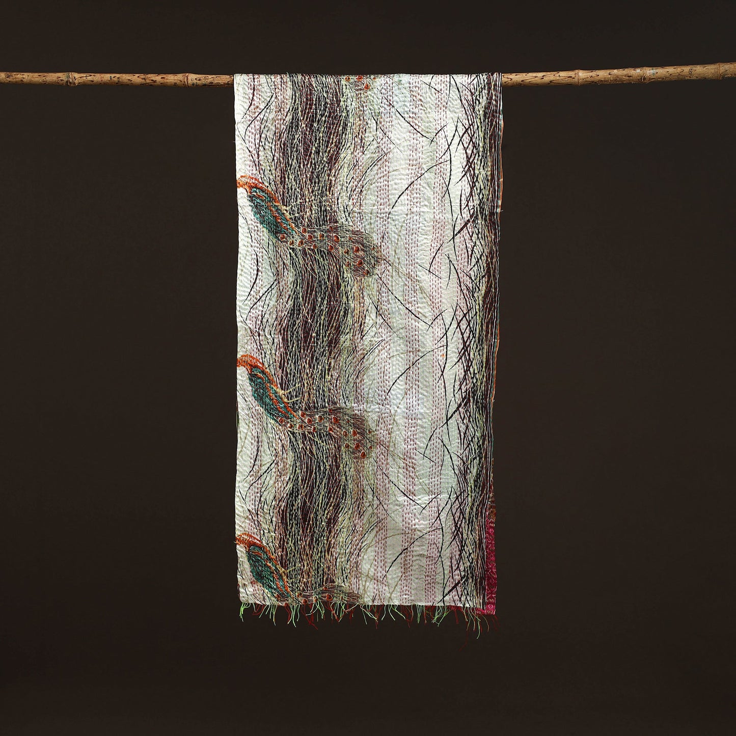 Multicolor - patchwork reversible silk bengal hand kantha