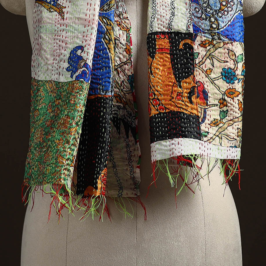 Multicolor - patchwork reversible silk bengal hand kantha