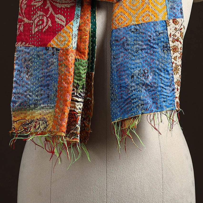 Multicolor - patchwork reversible silk bengal hand kantha