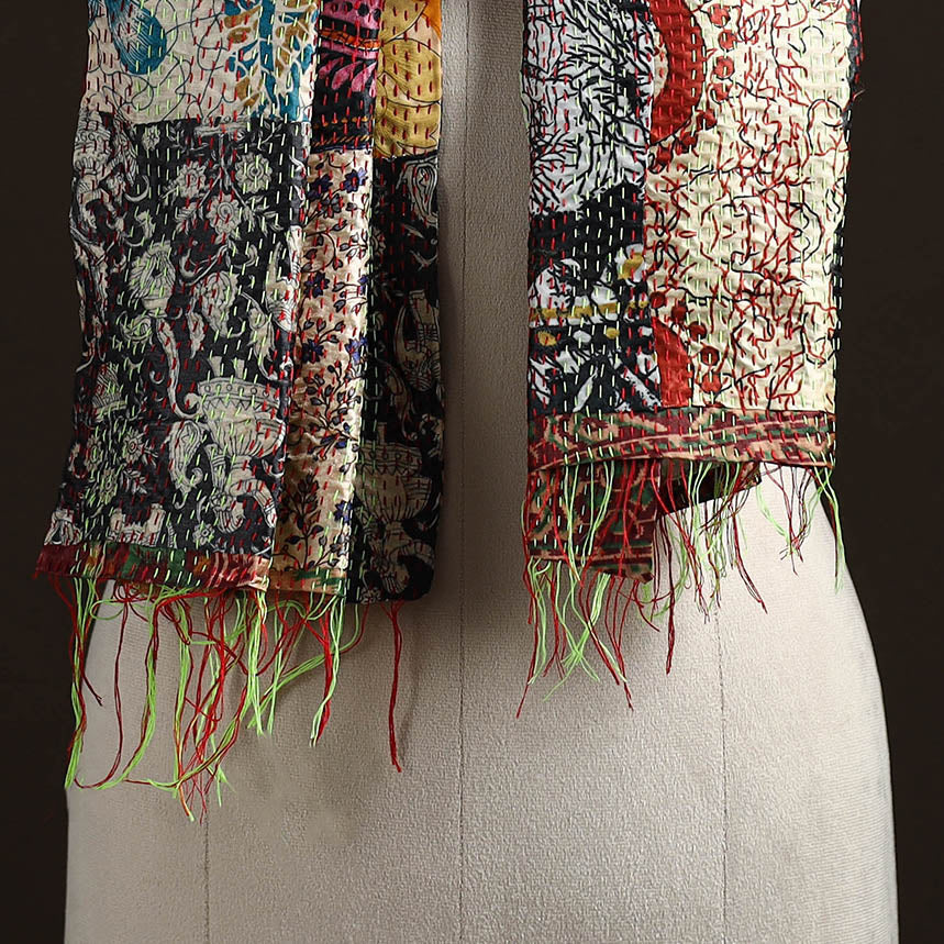 Multicolor - patchwork reversible silk bengal hand kantha