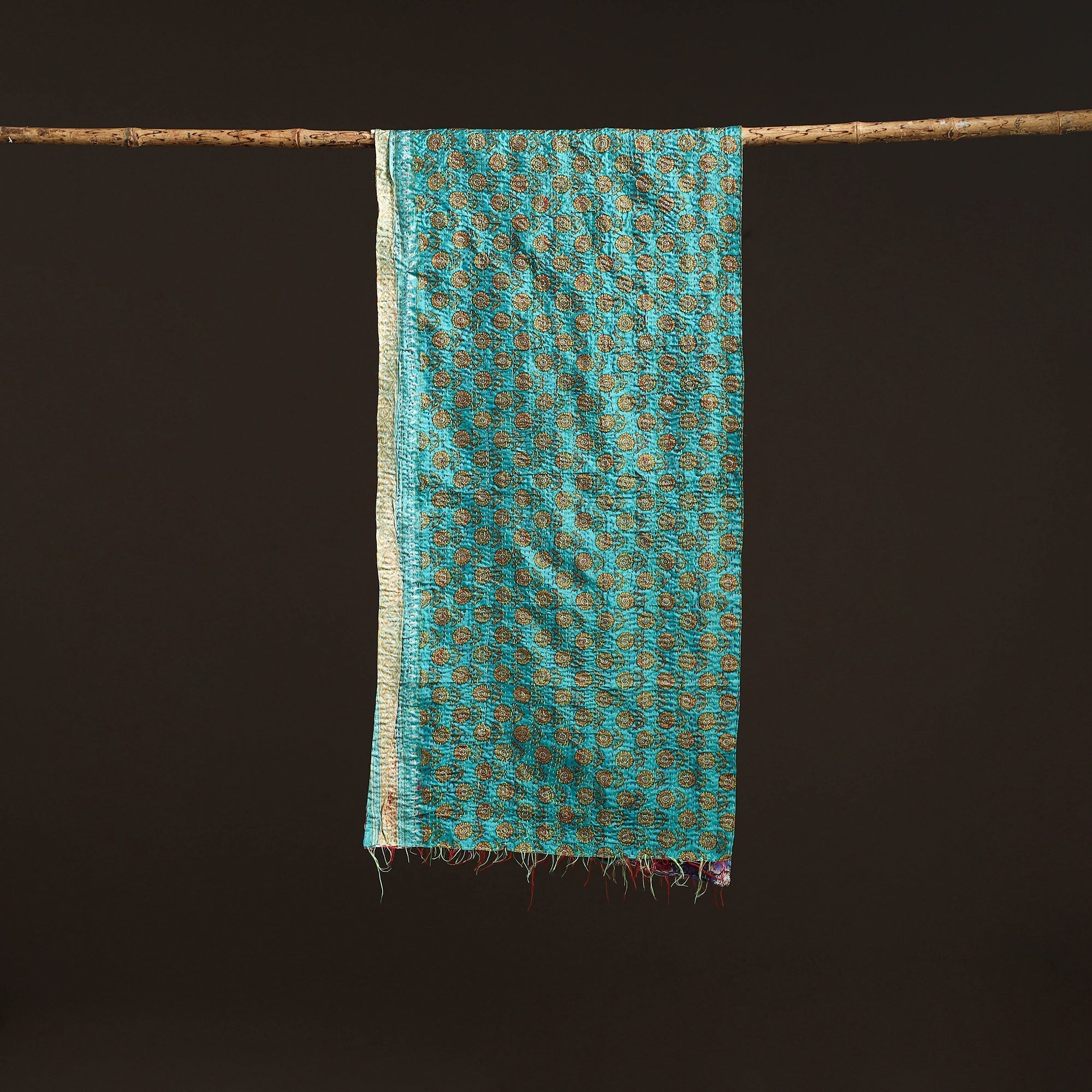 Multicolor - patchwork reversible silk bengal hand kantha