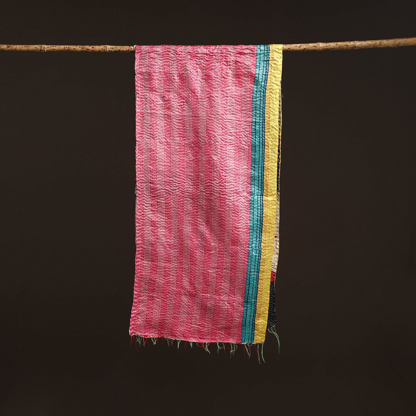 Multicolor - patchwork reversible silk bengal hand kantha