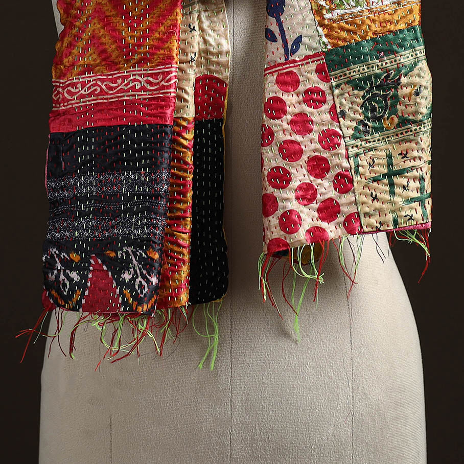 Multicolor - patchwork reversible silk bengal hand kantha