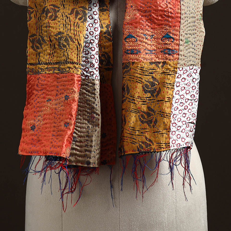 Multicolor - patchwork reversible silk bengal hand kantha