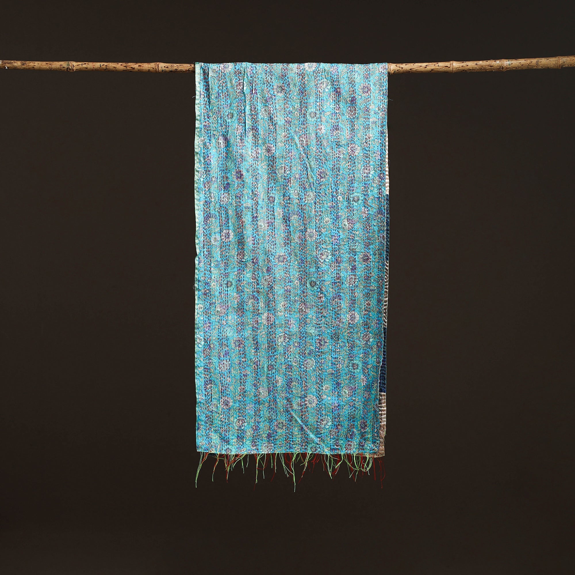 Multicolor - patchwork reversible silk bengal hand kantha