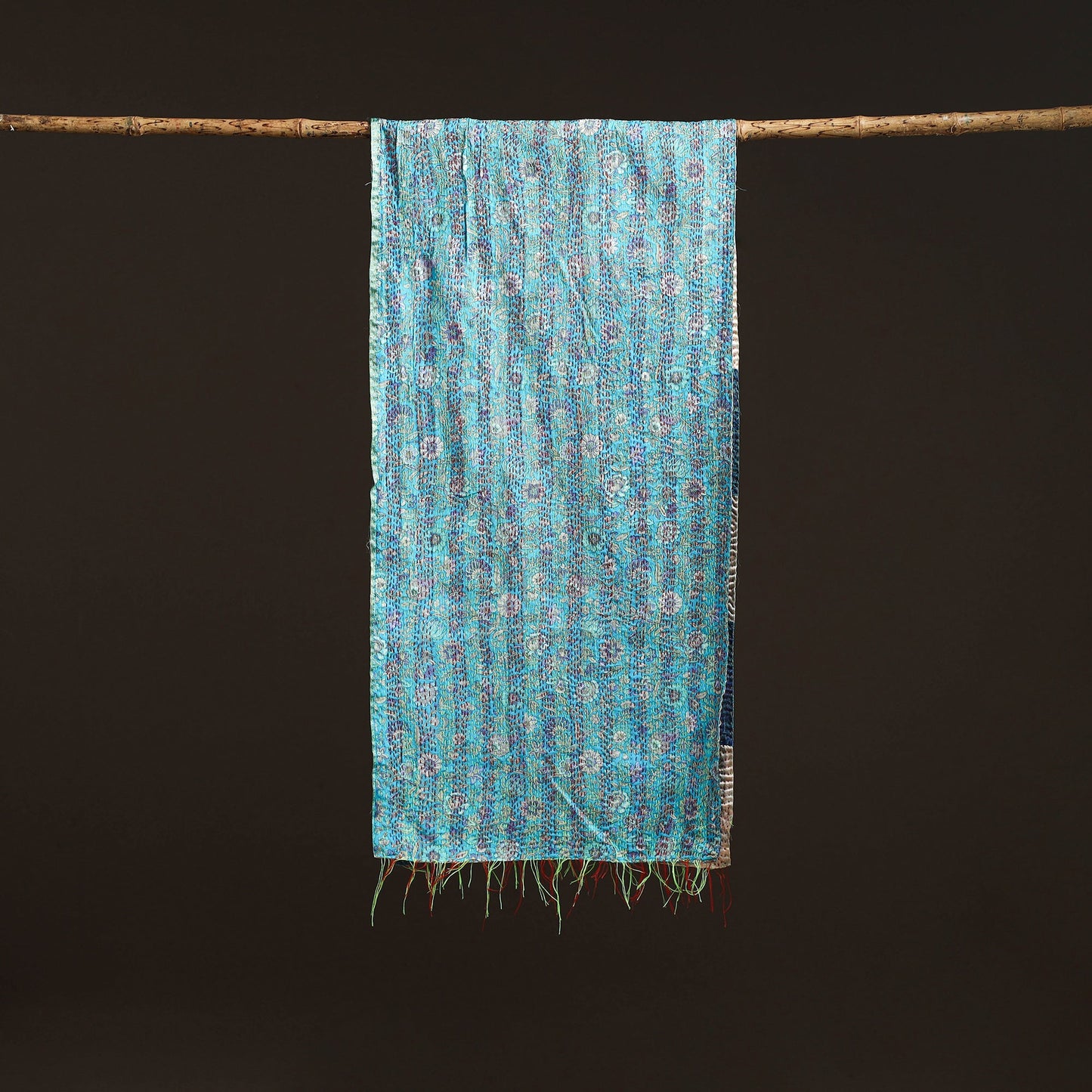 Multicolor - patchwork reversible silk bengal hand kantha