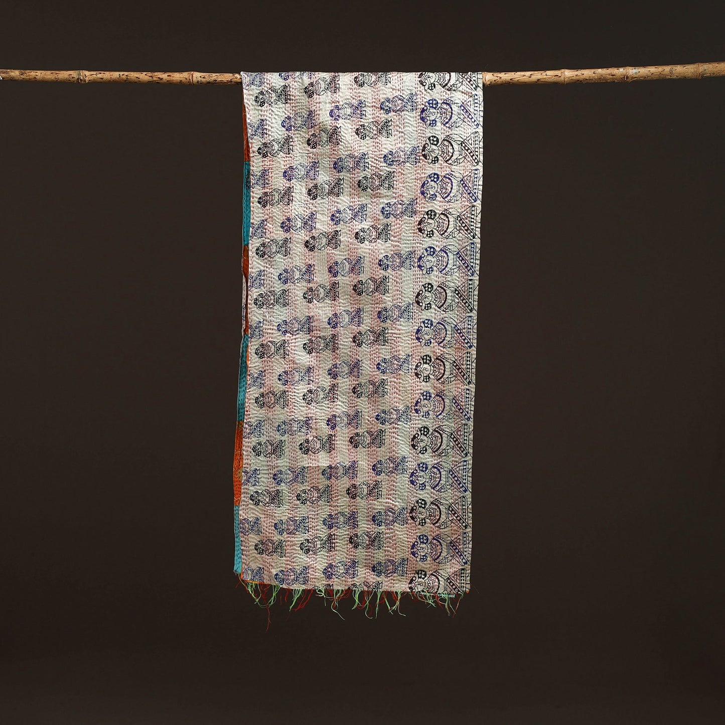 Multicolor - patchwork reversible silk bengal hand kantha