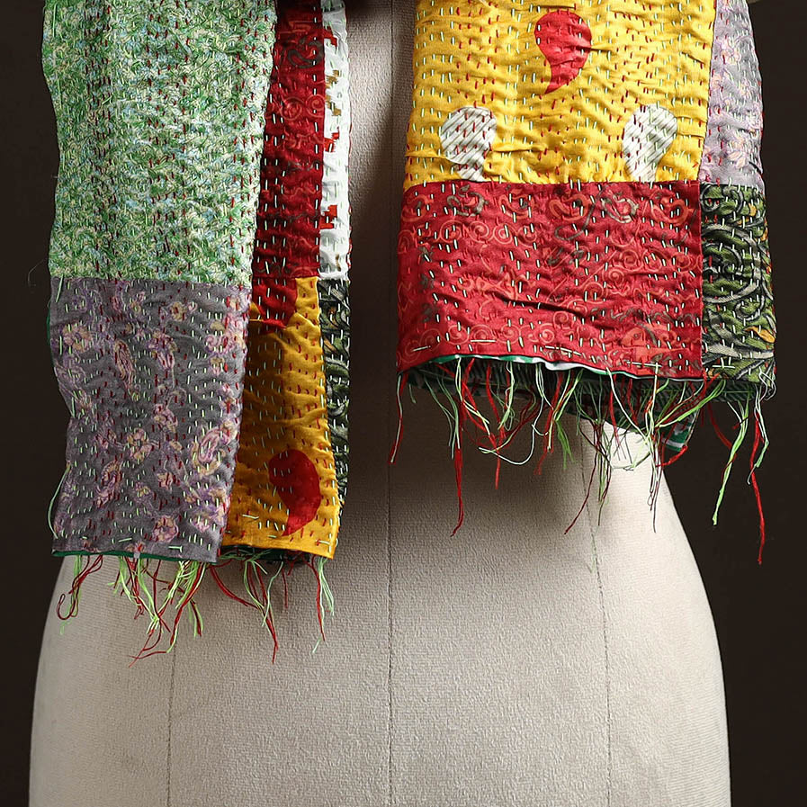 Multicolor - patchwork reversible silk bengal hand kantha