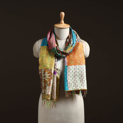 Multicolor - patchwork reversible silk bengal hand kantha
