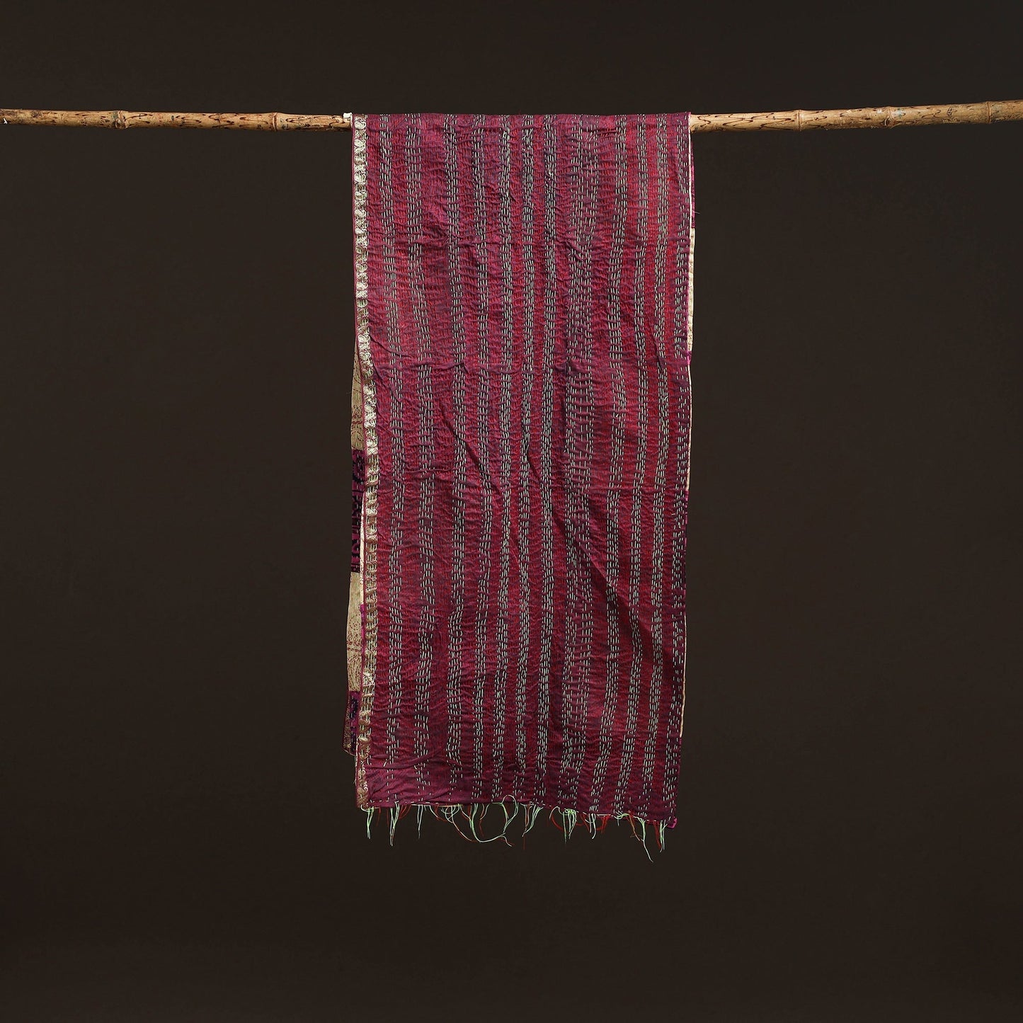 Multicolor - patchwork reversible silk bengal hand kantha