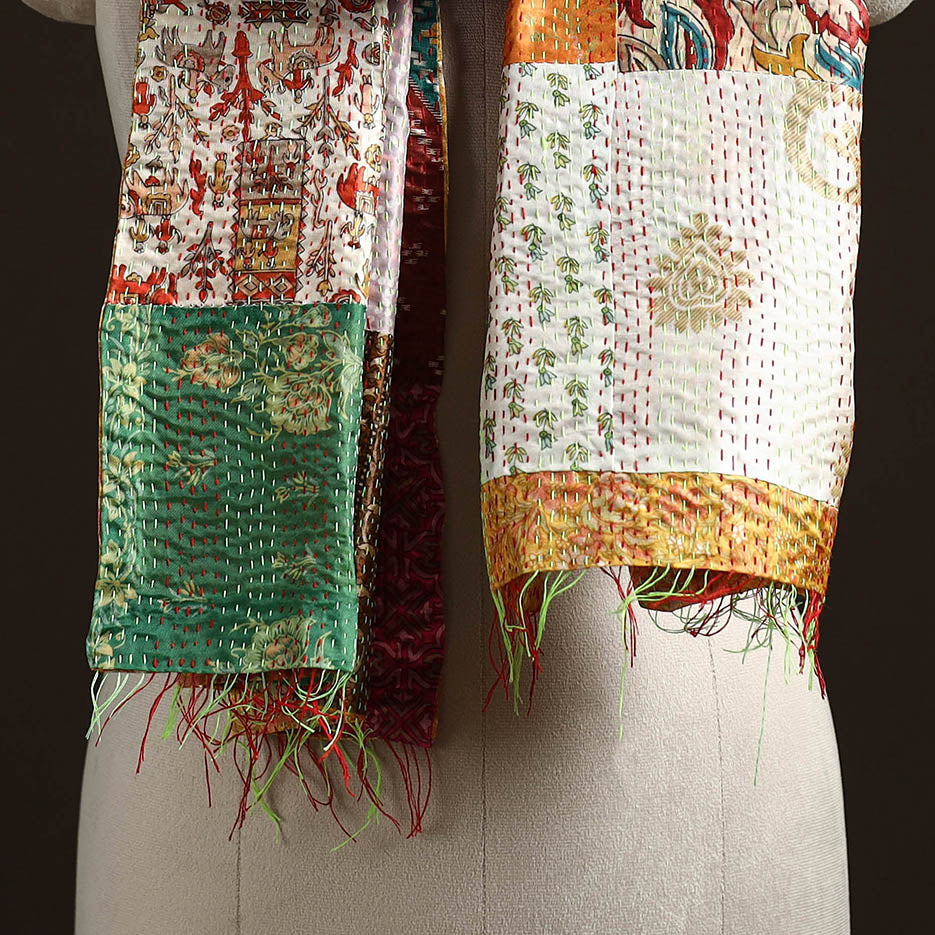 Multicolor - patchwork reversible silk bengal hand kantha