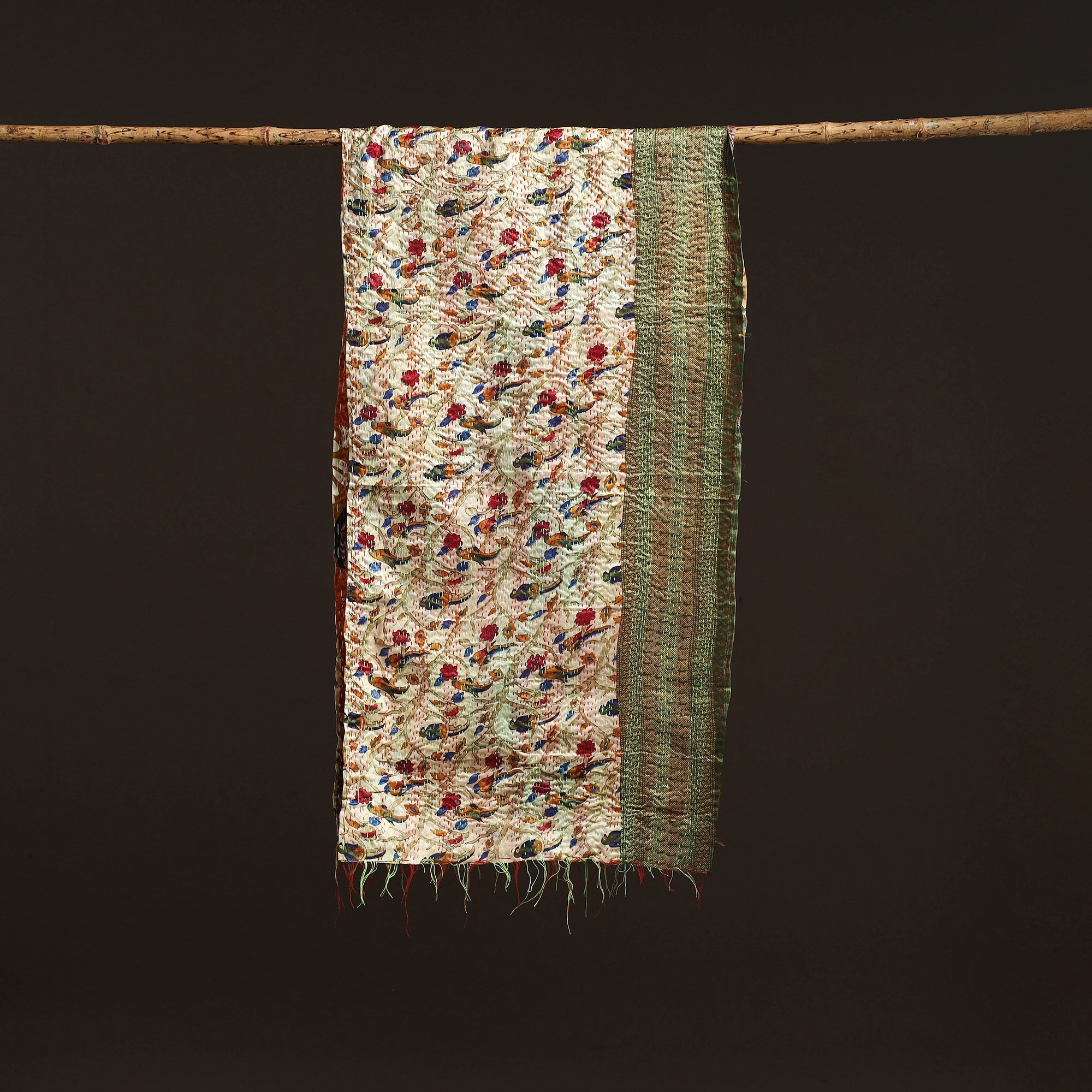 Multicolor - patchwork reversible silk bengal hand kantha