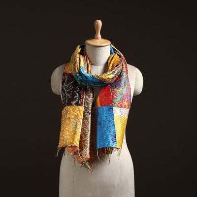 Multicolor - patchwork reversible silk bengal hand kantha