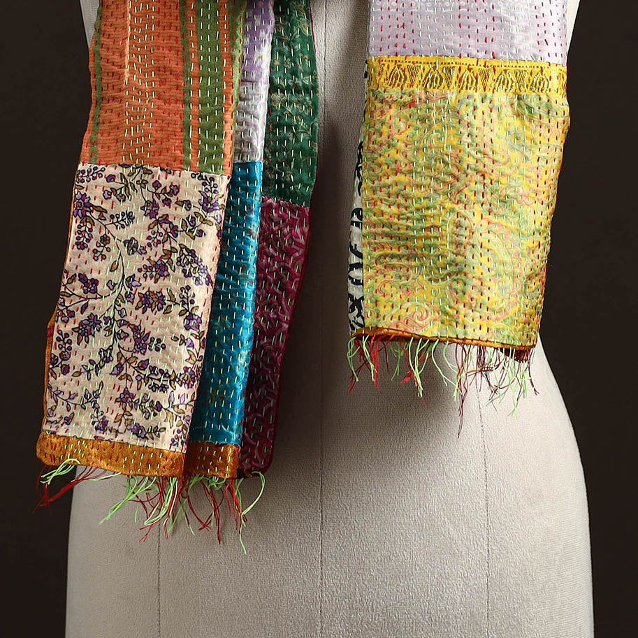 Multicolor - patchwork reversible silk bengal hand kantha