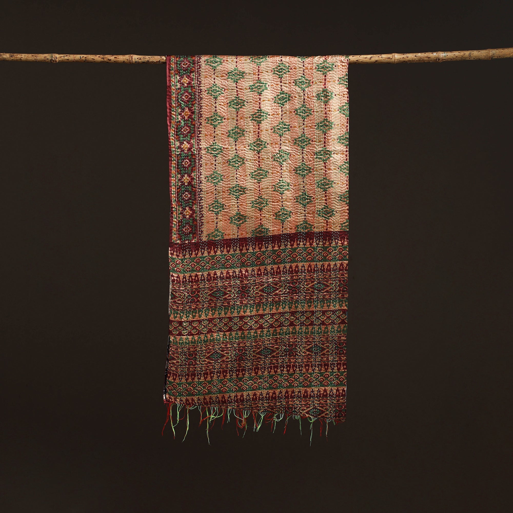 Multicolor - patchwork reversible silk bengal hand kantha