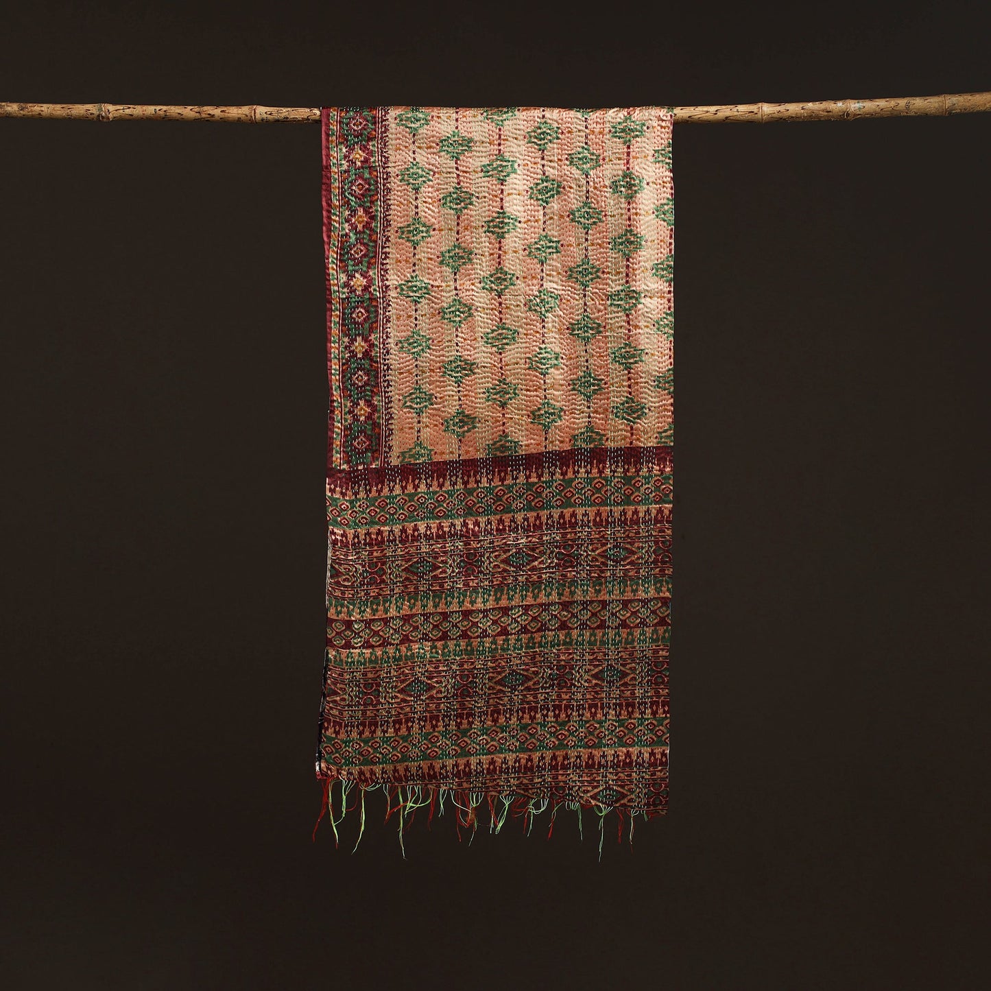 Multicolor - patchwork reversible silk bengal hand kantha