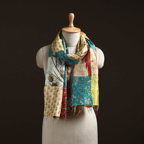 Multicolor - patchwork reversible silk bengal hand kantha