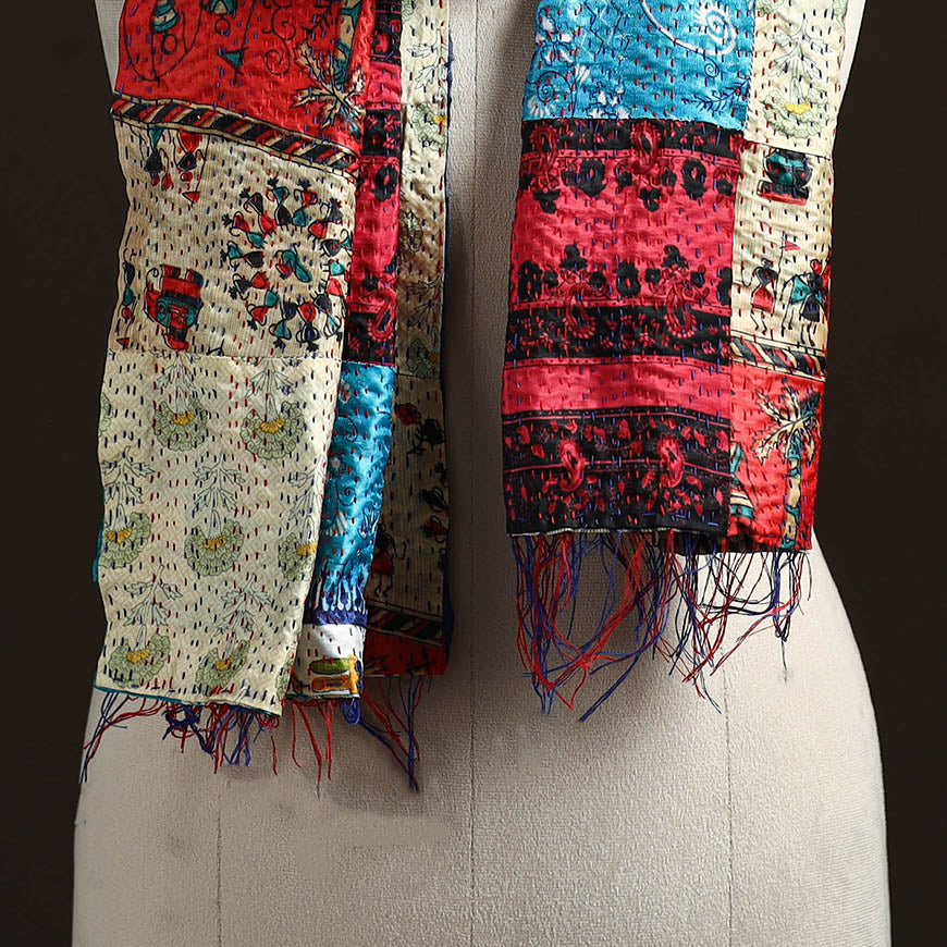 Multicolor - patchwork reversible silk bengal hand kantha