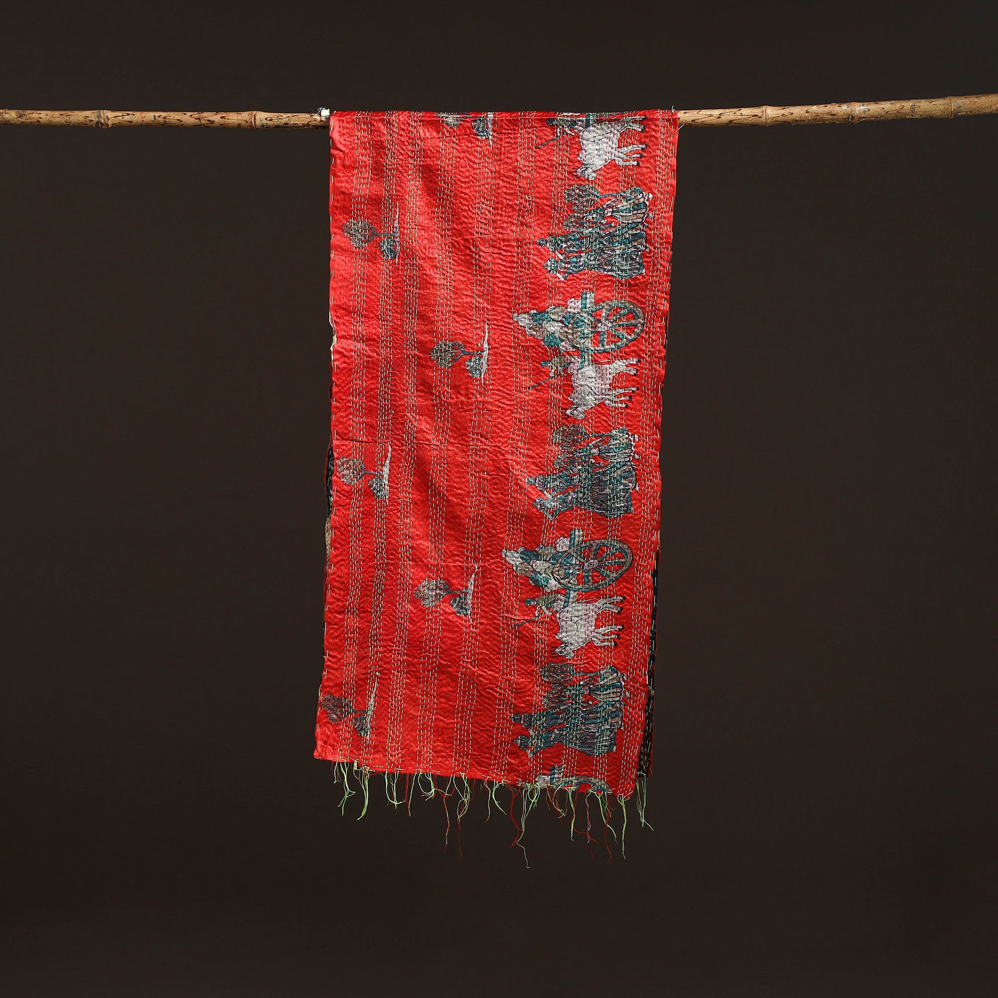 Multicolor - patchwork reversible silk bengal hand kantha