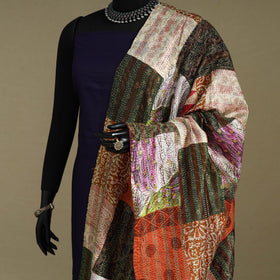 Multicolor - patchwork reversible silk bengal kantha work