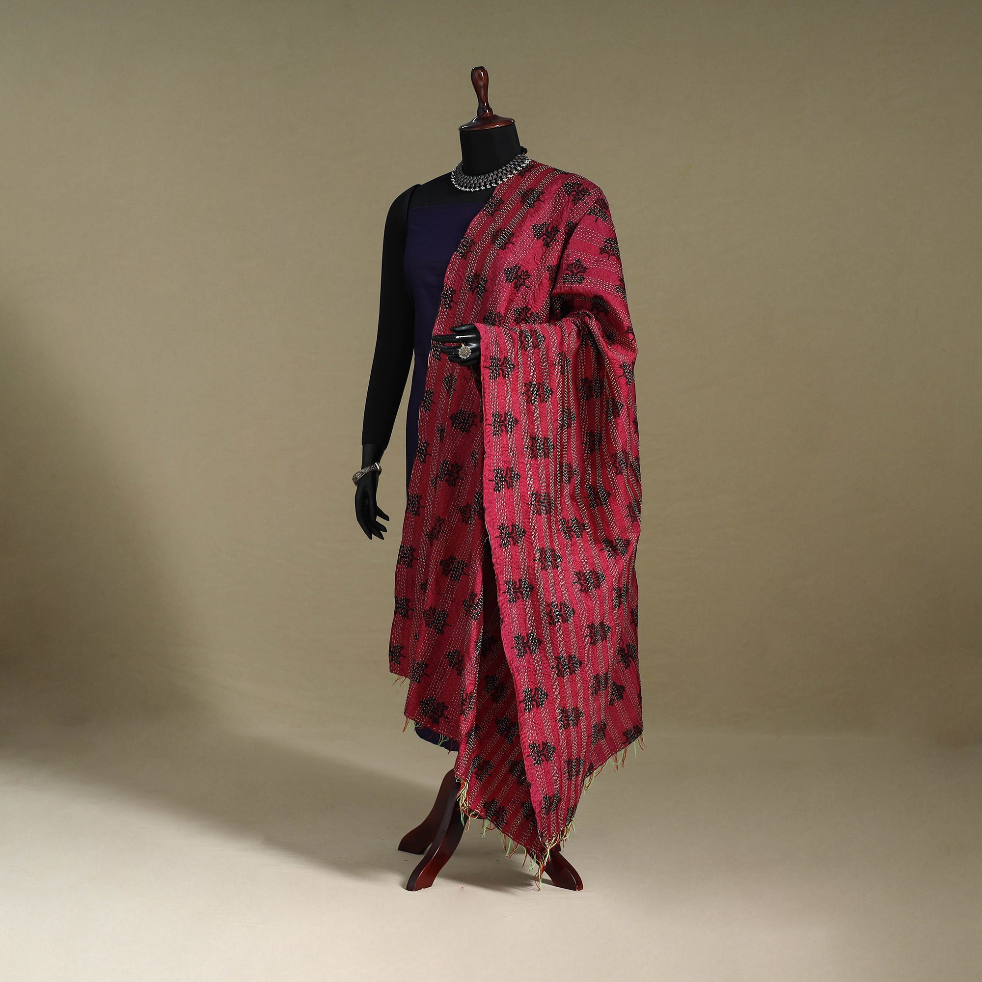 Multicolor - patchwork reversible silk bengal kantha work