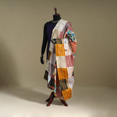Multicolor - patchwork reversible silk bengal kantha work