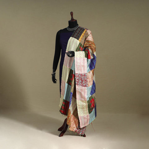 Multicolor - patchwork reversible silk bengal kantha work